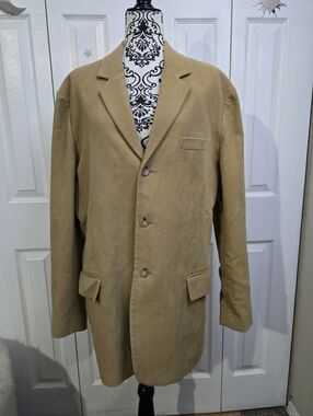 Men's Banana Republic Tan 100% Soft Cotton Lined Single Breast Coat Size Large